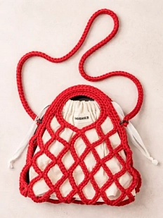 Авоська вязаная ручной работы, красная