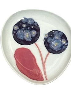 Блюдце ручной работы Катибо Сиреневые цветы, керамика, 14 см