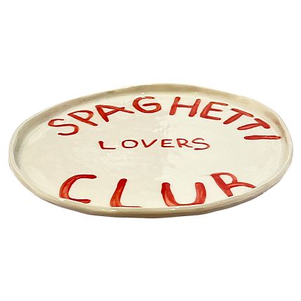 Тарелка ручной работы «Spaghetti lovers club», керамика, 23 см, фото 3.