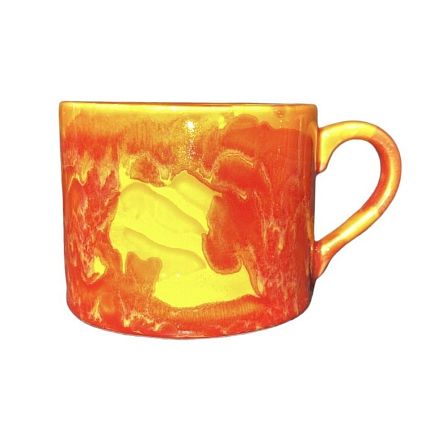 Кружка ручной работы NF ceramics «Творю х**ню осознанно», оранжевая, керамика, 500 мл, фото 2.