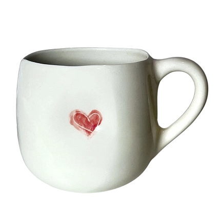 Кружка ручной работы Катя Вебер с надписью «Можно я с тобой?», белая, керамика, 350 мл, фото 2.