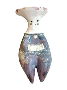 Статуэтка ручной работы «Грибочек» с гармошкой, керамика, сиреневый