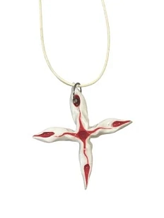 Подвеска ручной работы «‎Коралл»‎, красно-белая, керамика