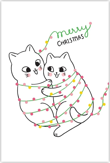 Набор авторских открыток DARI DARI с котиками на Новый год, 3 шт., фото 2.