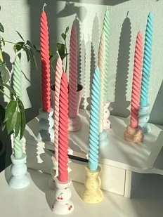 Свеча ручной работы «Мороженка», голубой