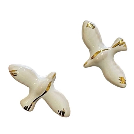 Серёжки-гвоздики «Пташки», глина, фото 1.