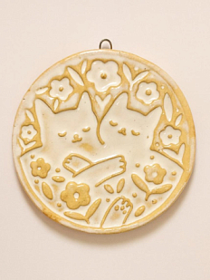 Керамический изразец «Котики», черемуха