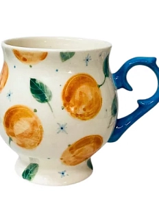 Кружка ручной работы на ножке «Мандарины», полуфарфор, 250 мл