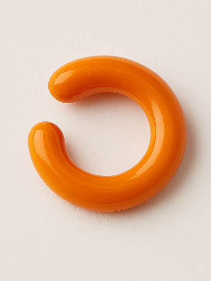 Кафф глянцевый, стекло, ярко-оранжевый, фото 1.