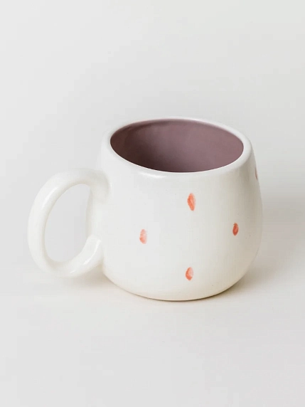 Кружка ручной работы Ким керамика с росписью Лягушка в жабо с коричневыми ромбиками, фарфор, 350 мл, фото 3.