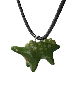 Подвеска ручной работы Боттери керамика с динозавром «‎Стегозавр»‎, зелёный, керамика