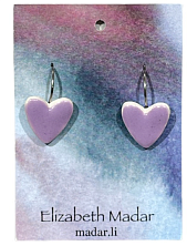 Серьги Elizabeth Madar Сердечки, керамика, сиреневые