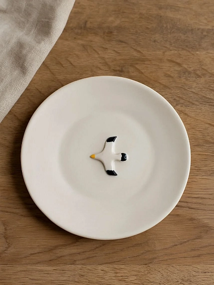 Тарелка ручной работы Мария Гордеева с фигуркой Чайка, полуфарфор, 18 см, фото 2.