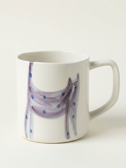 Кружка ручной работы Донышко-горлышко «Кот Краш Фиолетовый», белая, керамика, 400, фото 1.