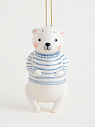 Ёлочная игрушка из фарфора «Медведь в полосатом свитере», 12 см, превью фото 1