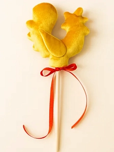 Волшебная палочка БУКА «Петушок», бархатная, золотистая, 25 см