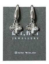 Серьги-конго Бур.Мур «Clover», родированная латунь, фианиты