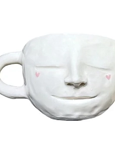 Кружка ручной работы с маленькими сердечками «Лицо», керамика, 250 мл