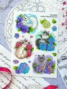 Стикерпак Лавкот «Кошечки и гортензии», А6