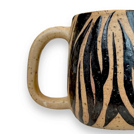 Кружка ручной работы ПинкФокс «Зебра», бежевая матовая, керамика, фото 2.