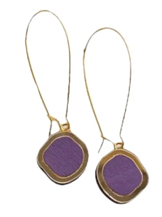 Серьги «Озёра», дерево, фиолетовые