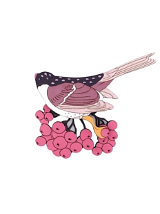 Брошь ручной работы «Снегирь», розовая, дерево