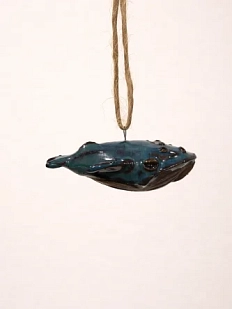 Подвеска интерьерная ручной работы Керам_По «Кит», бирюзовая, 7,5 см