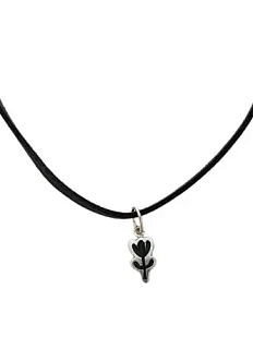 Кулон ручной работы на кожаном ремешке «Цветочек», нейзильбер