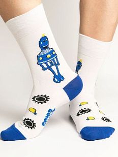Носки «Робот с планеты Шелезяка», р-р 38-41, белые