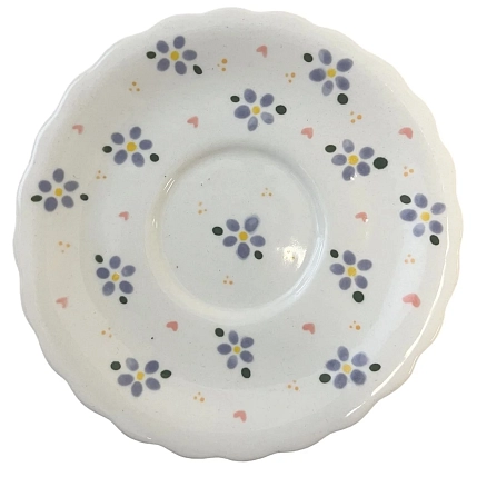 Чайная пара ручной работы Slowday Ceramics в фиолетовый цветочек с сердечками «Винтаж», полуфарфор, 250 мл, фото 3.