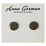 Серьги-гвоздики Анна Герман круглые, фарфор, серо-золотистые, превью фото 1
