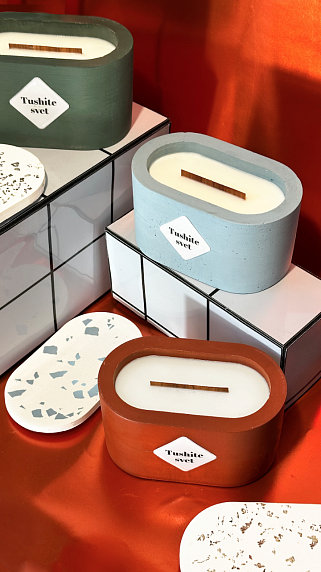 Интeрьерная свеча «Томатный лист», соевый воск, средняя, фото 2.