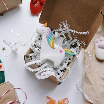 Брошь Радость Рядом «Единорог», полимерная глина, белая, фото 5.