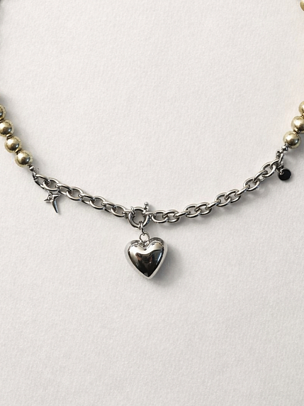 Цепь с гематитом и подвеской «Сердце» Migette, фото 3.