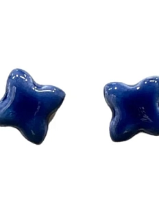 Серёжки-гвоздики КерамЕлКа «Крестики» №3, керамика, синие