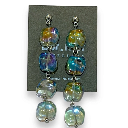 Серьги Бур.Мур «Ice», ювелирный сплав, художественное стекло, сиреневые, фото 1.