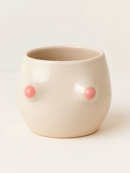 Пиала ручной работы «Грудь», бежевая, керамика, фото 1.