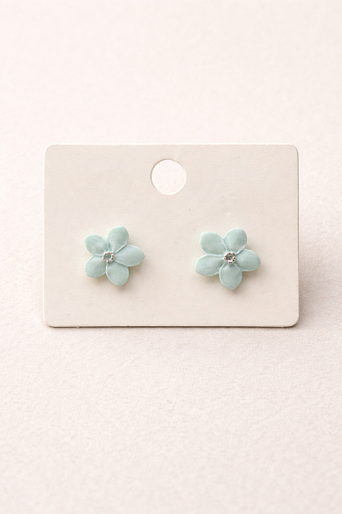 Серёжки-гвоздики «Цветочки», мятные, фарфор, фото 2.
