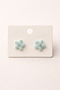 Серёжки-гвоздики «Цветочки», мятные, фарфор, превью фото 2