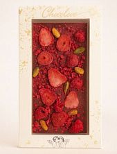 Шоколад тёмный с клубникой, малиной и фисташками