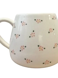 Кружка ручной работы Slowday Ceramics в розовый цветочек, полуфарфор, 250 мл