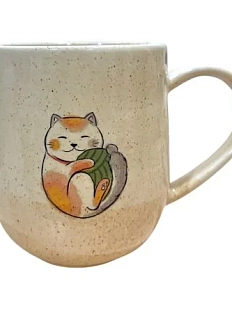 Кружка ручной работы Керемет «Котик с клубочком», бежевая, керамика, 300 мл