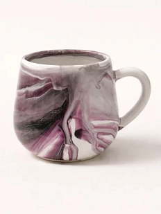 Кружка ручной работы с разводами Кафель «Космос», бело-фиолетовая, керамика, 350 мл