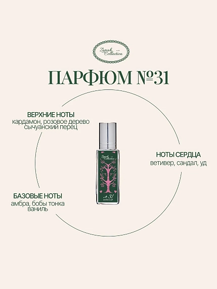 Масляные духи «№31 Сандал и уд», 6 мл, фото 1.