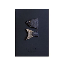 Брошь ручной работы Bulygin «Рыбий хвост», чёрный с серебром, фарфор