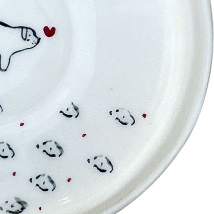 Тарелка ручной работы с рисунком Собачка с сердечком, белая, полуфарфор, 18 см, фото 2.