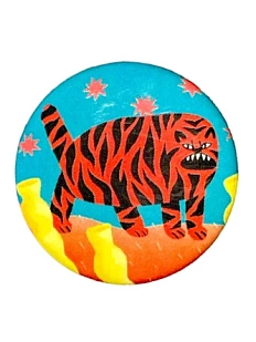 Закатной значок «Тигр и звезды», металл, 35 мм