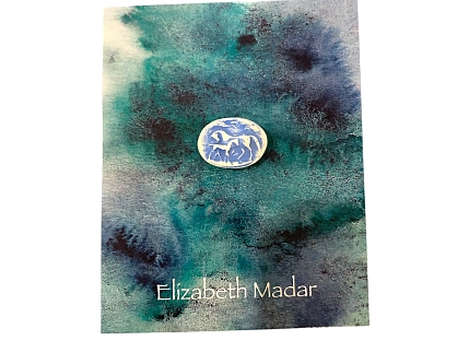 Брошь ручной работы Elizabeth Madar «Лошадь с жеребенком » голубая, керамика, фото 2.