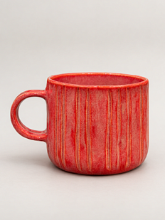 Кружка ручной работы тёмно-розовая с полосками, керамика, 350 мл