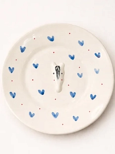 Тарелка ручной работы Мария Гордеева с фигуркой Лошадка, серо-синяя, полуфарфор, 20,5 см